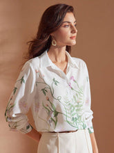 MOTF PREMIUM PLANTS AND HUMMINGBIRD PRINT SHIRT